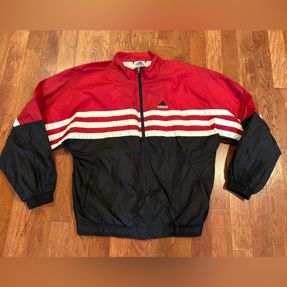 Adidas Men's Bold Red and Black Windbreaker